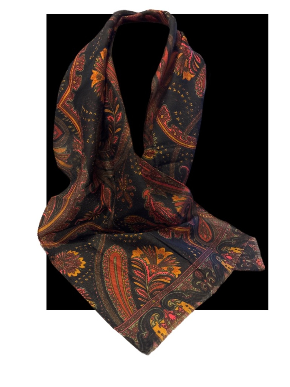 Vintage Paisley Black Scarf with Autumn Hues NWOTS - Picture 8 of 13